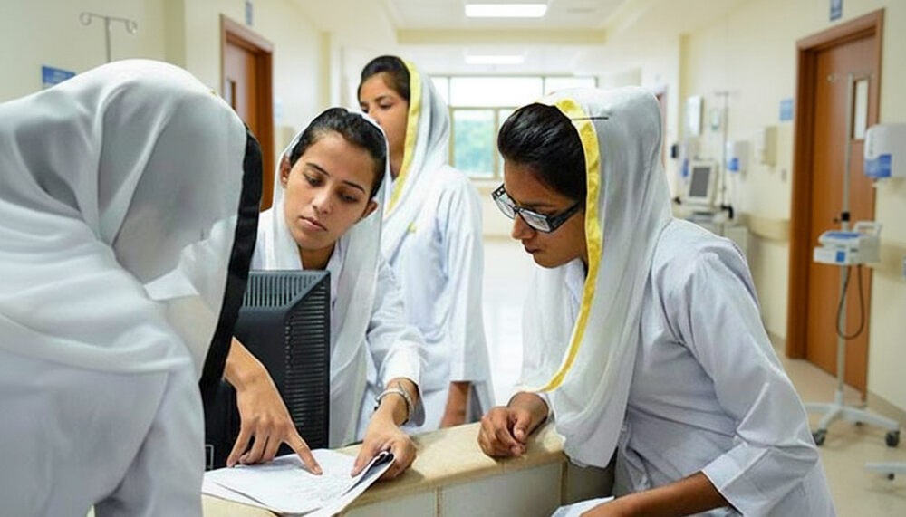 Nurses discussing some point in patient care