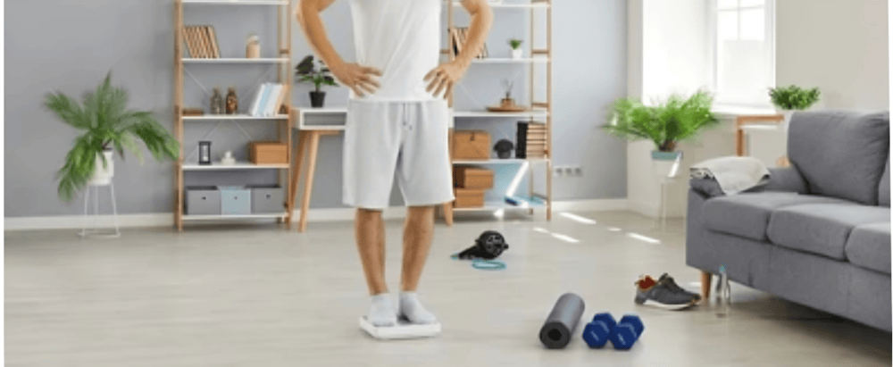 A man standing on eighing matchine