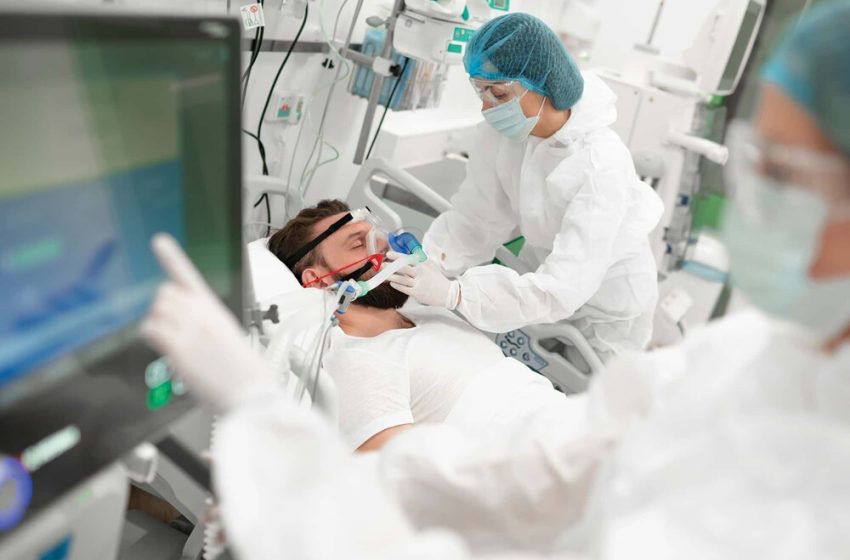 A patient with ARDS being treated in a hospital