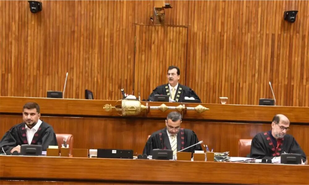 Pakistani Senate session discussing and approving the bills