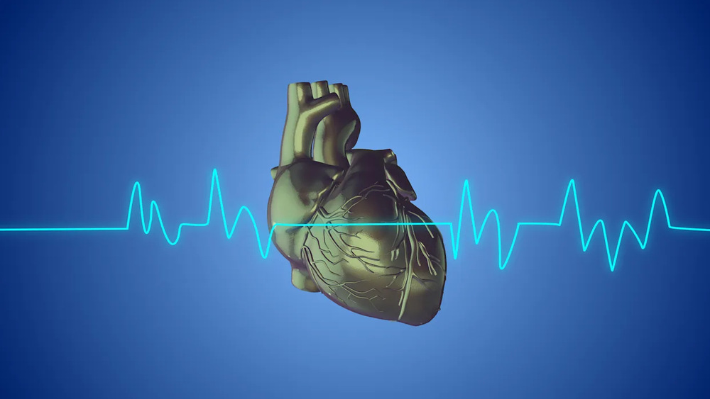 Heart symbol with an ECG heartbeat line representing cardiomyopathy,